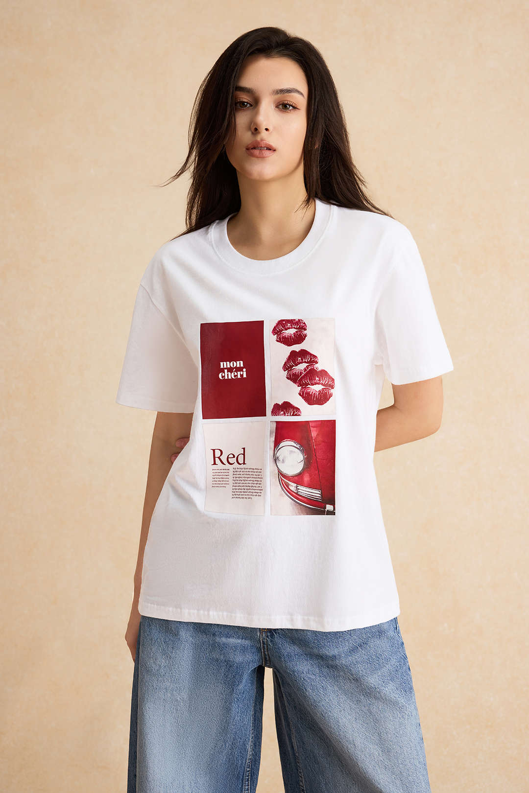 Lyla - T-shirt met ronde hals en korte mouwen