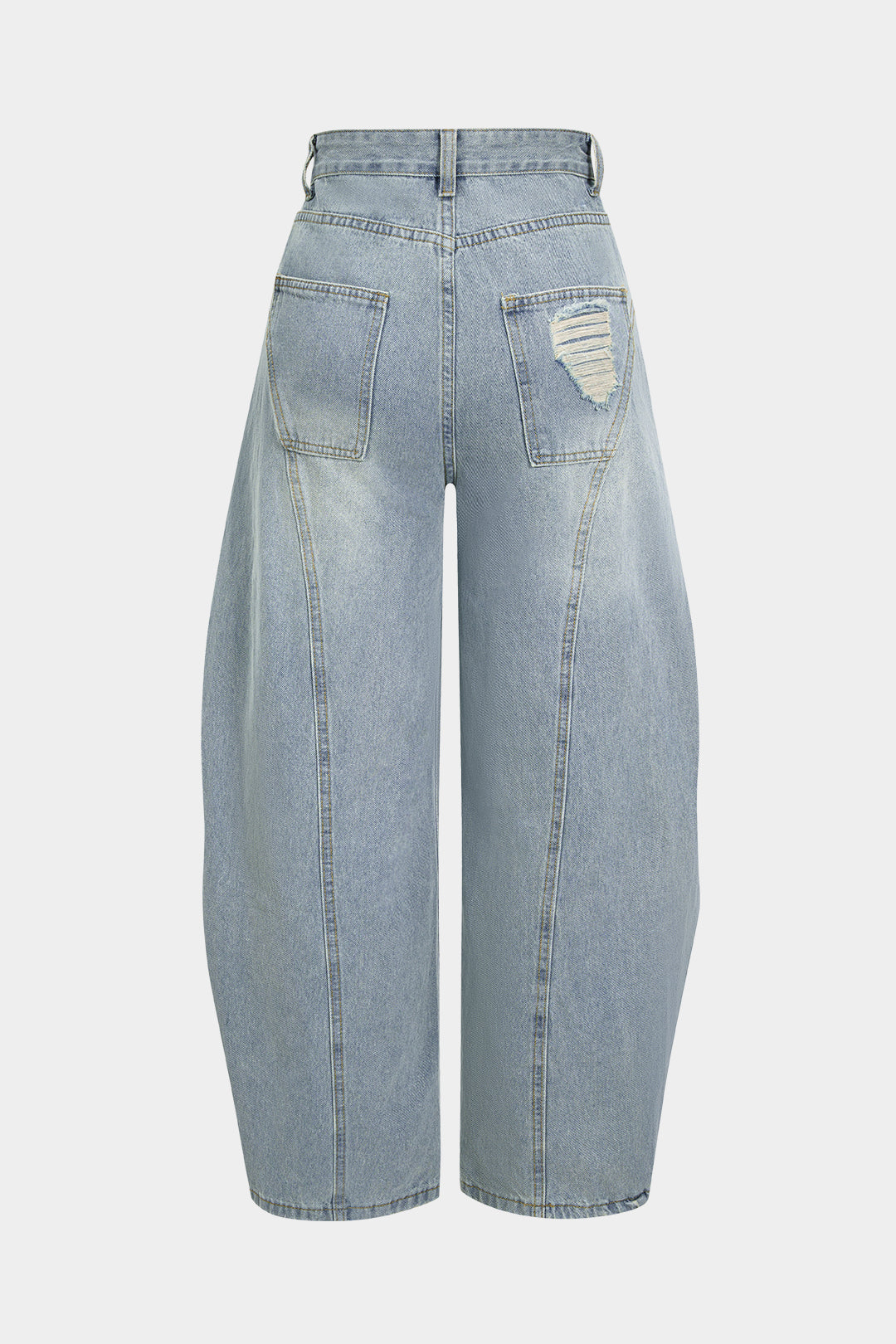Ripped jeans met ruches en ballonmodel