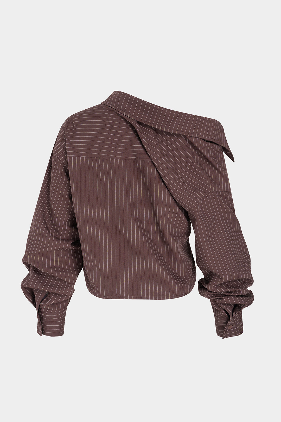 Gestreepte asymmetrische blouse met één schouder en ruches