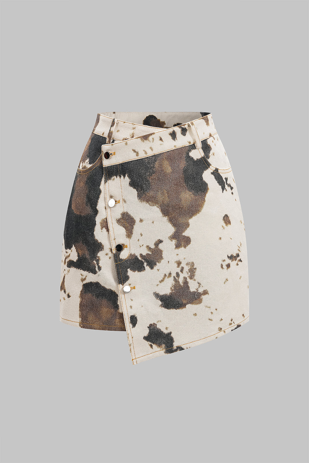 Denim asymmetrische rok met knoopjes en hoge taille