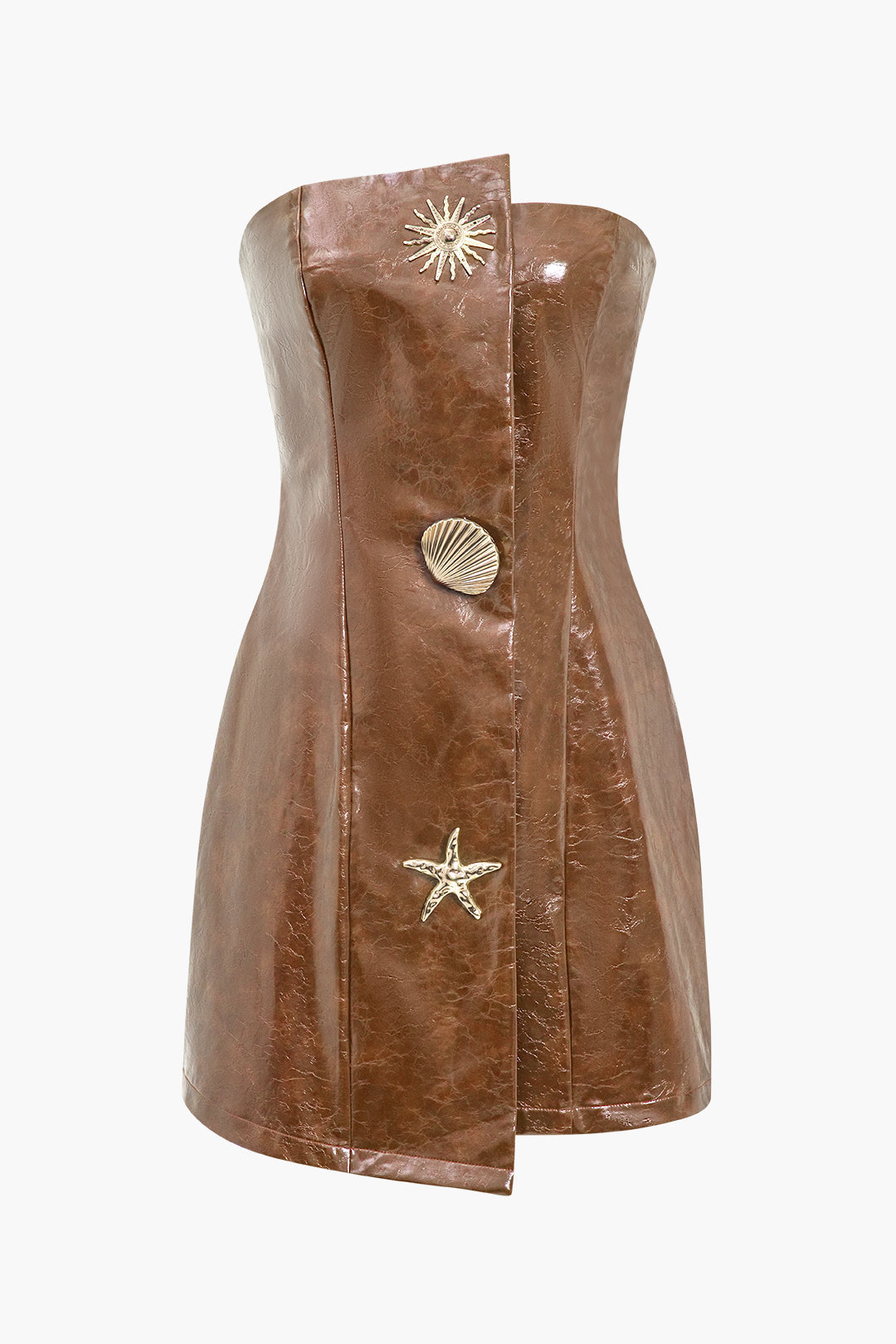 Leren-look minijurk met strapless pasvorm