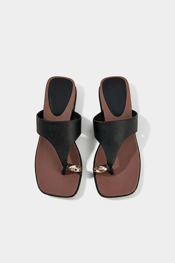 Leren-look metallic sandalen