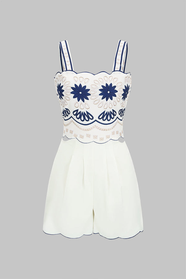 Floral Print Cut Out Sleeveless Romper