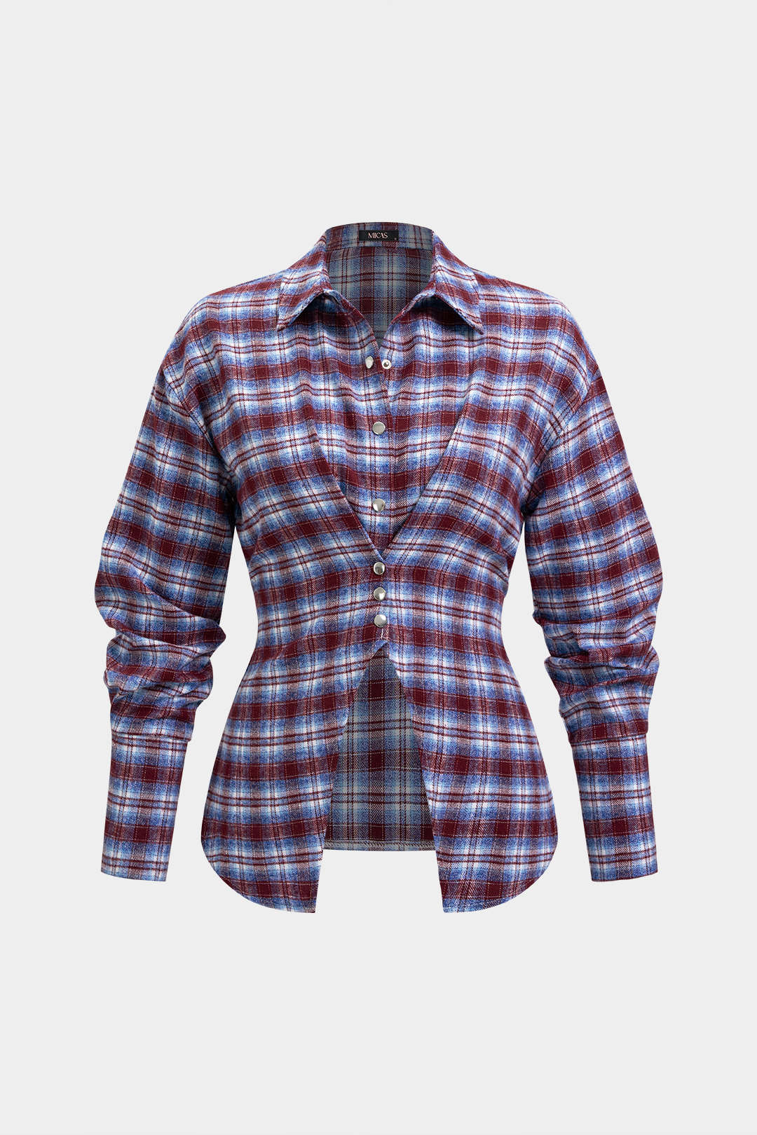 Lena - Geruite blouse met knoopjes en lange mouwen