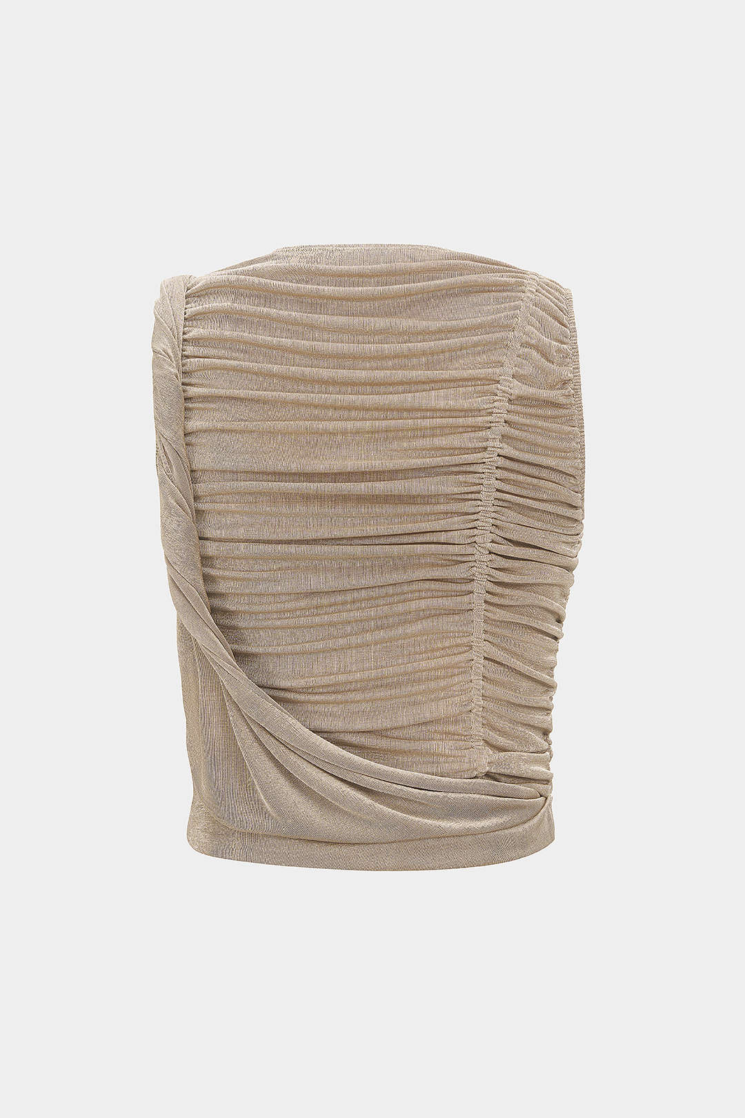 Tanktop met ronde hals, ruches en gedraaid detail