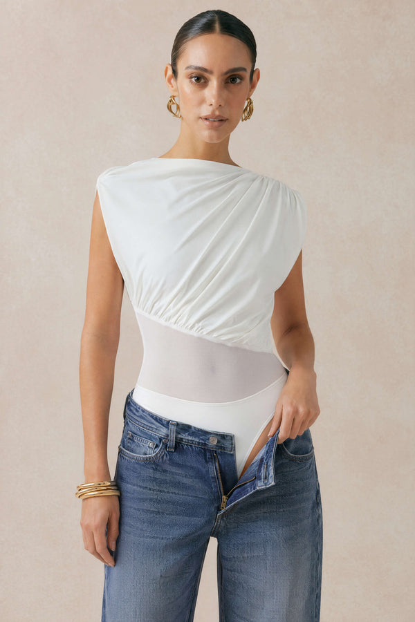 Mesh patchwork body met ruches