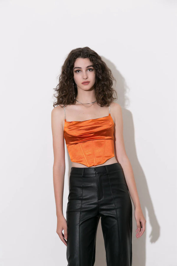 Satin draped corset top