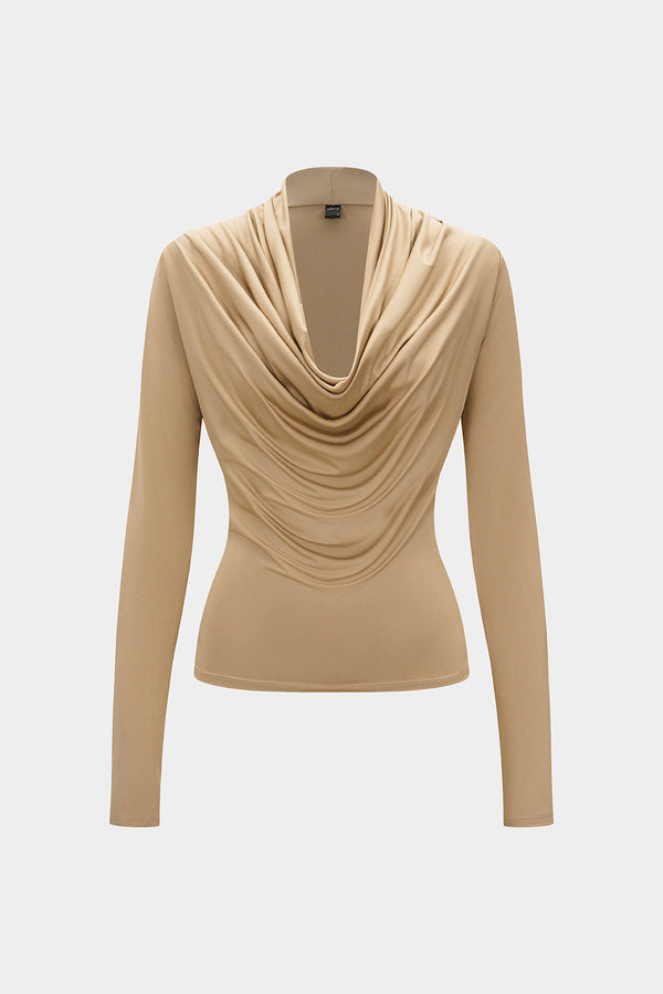 Top met ruches, drapering en watervalhals