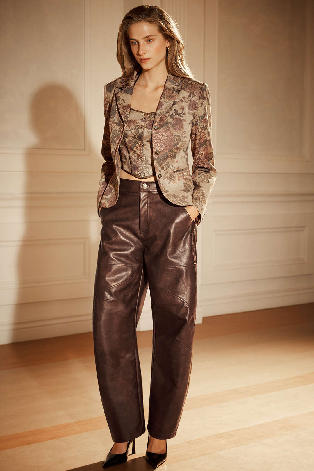 Bloemenprint blazer met reverskraag
