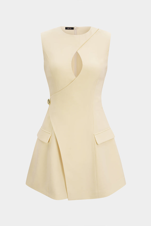Sofie - Asymmetrische mouwloze minijurk met ronde hals