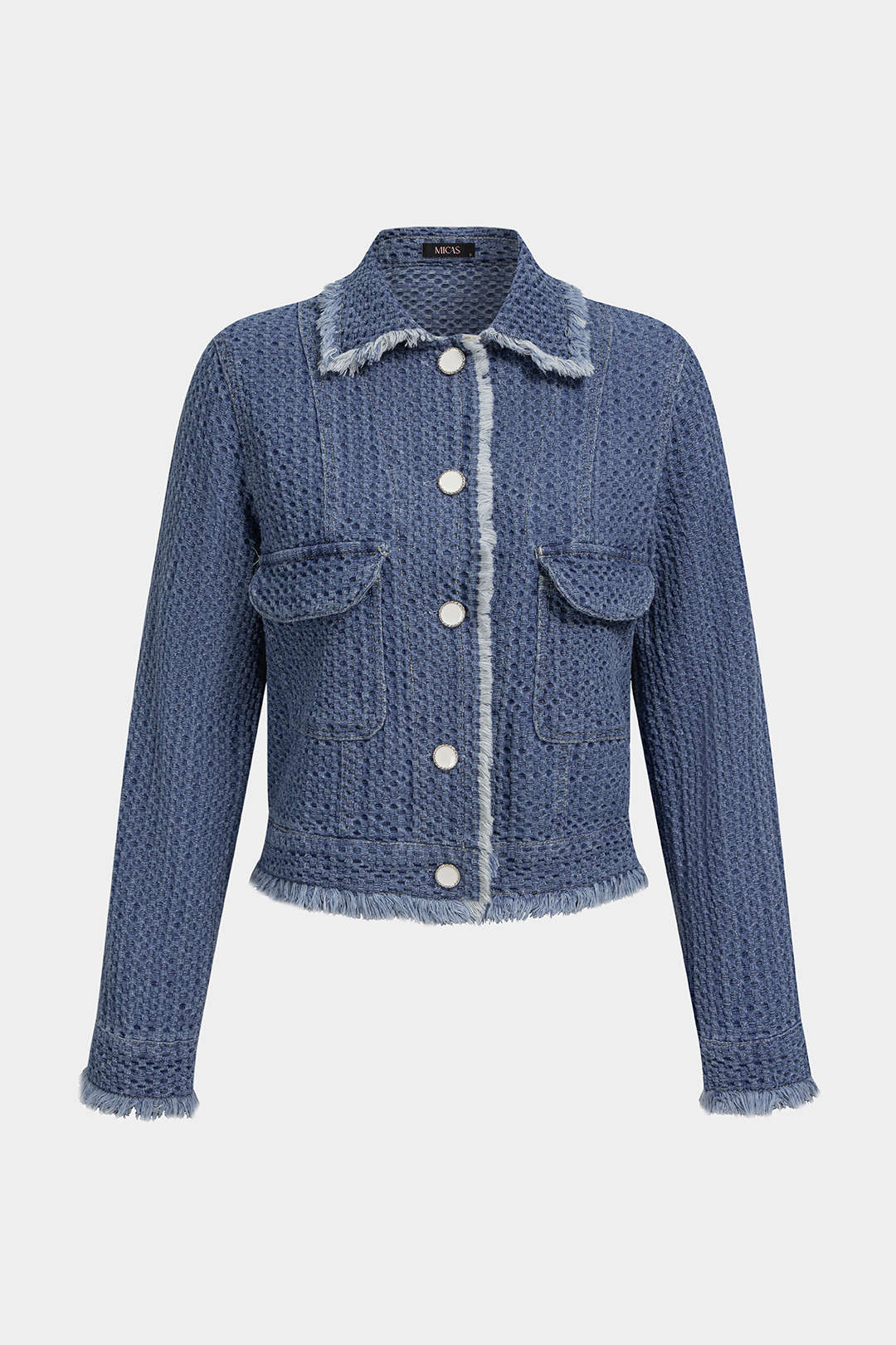 Denim jasje met rafelrand en zakken