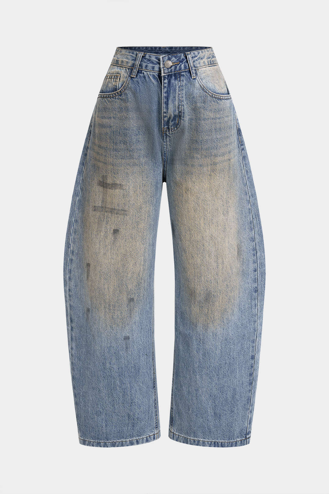 Rosa - Asymmetrische jeans met wijde pijpen