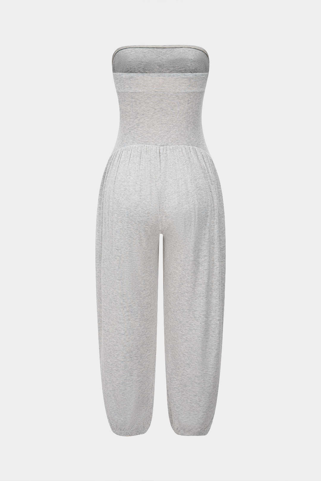 Effen jumpsuit met ruches en strapless pasvorm