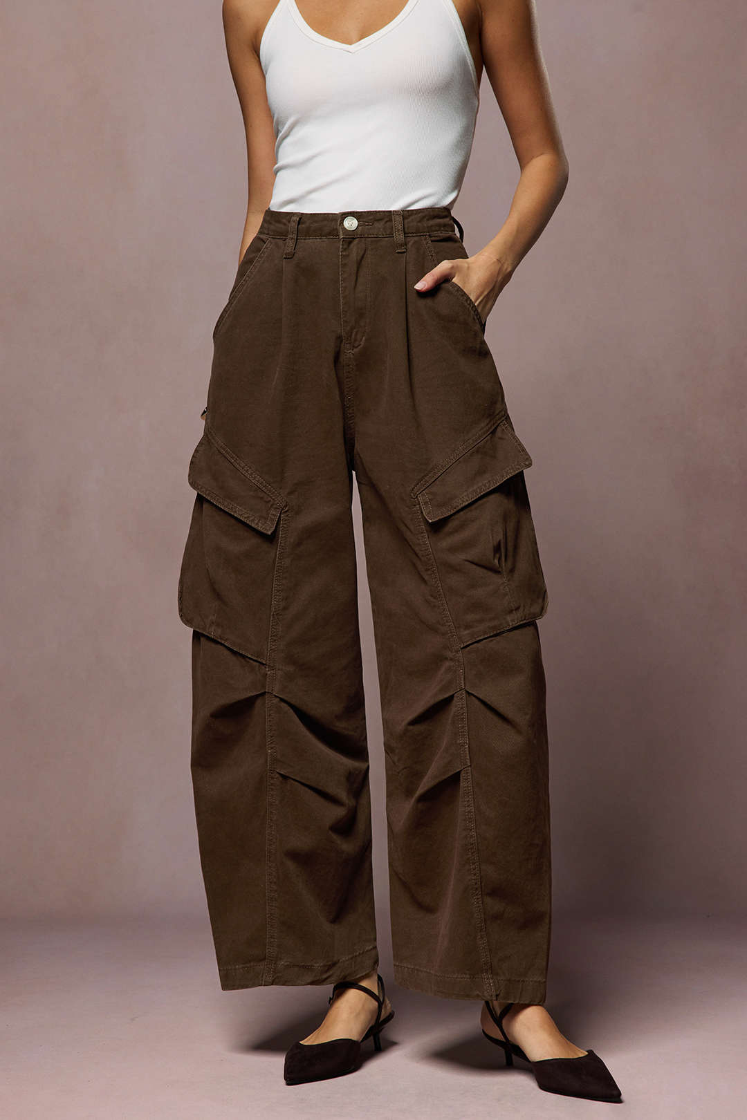 Jeans met ruches en zakken