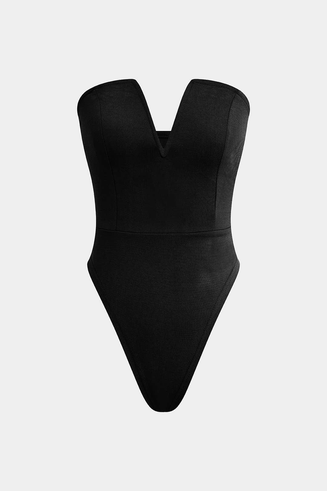 Body met V-hals en strapless pasvorm