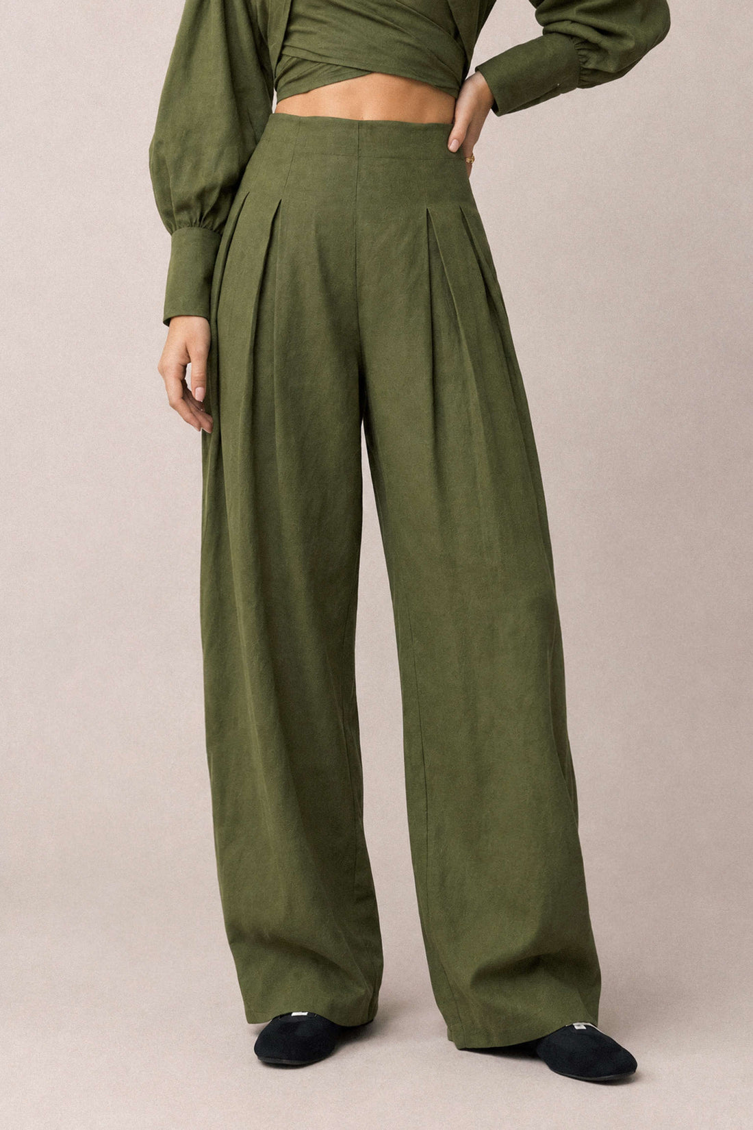 Lyla - Effen broek met wijde pijpen