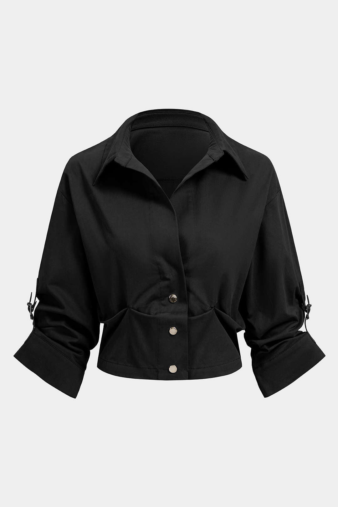Blouse met knoopjes, ruches en korte mouwen