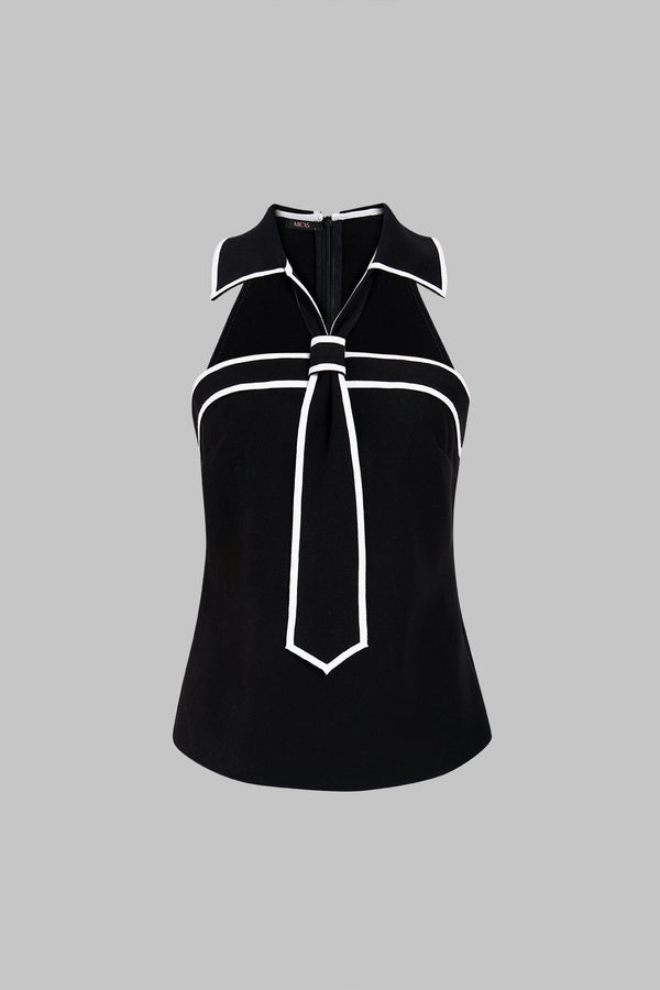 Tanktop met halternek en V-hals