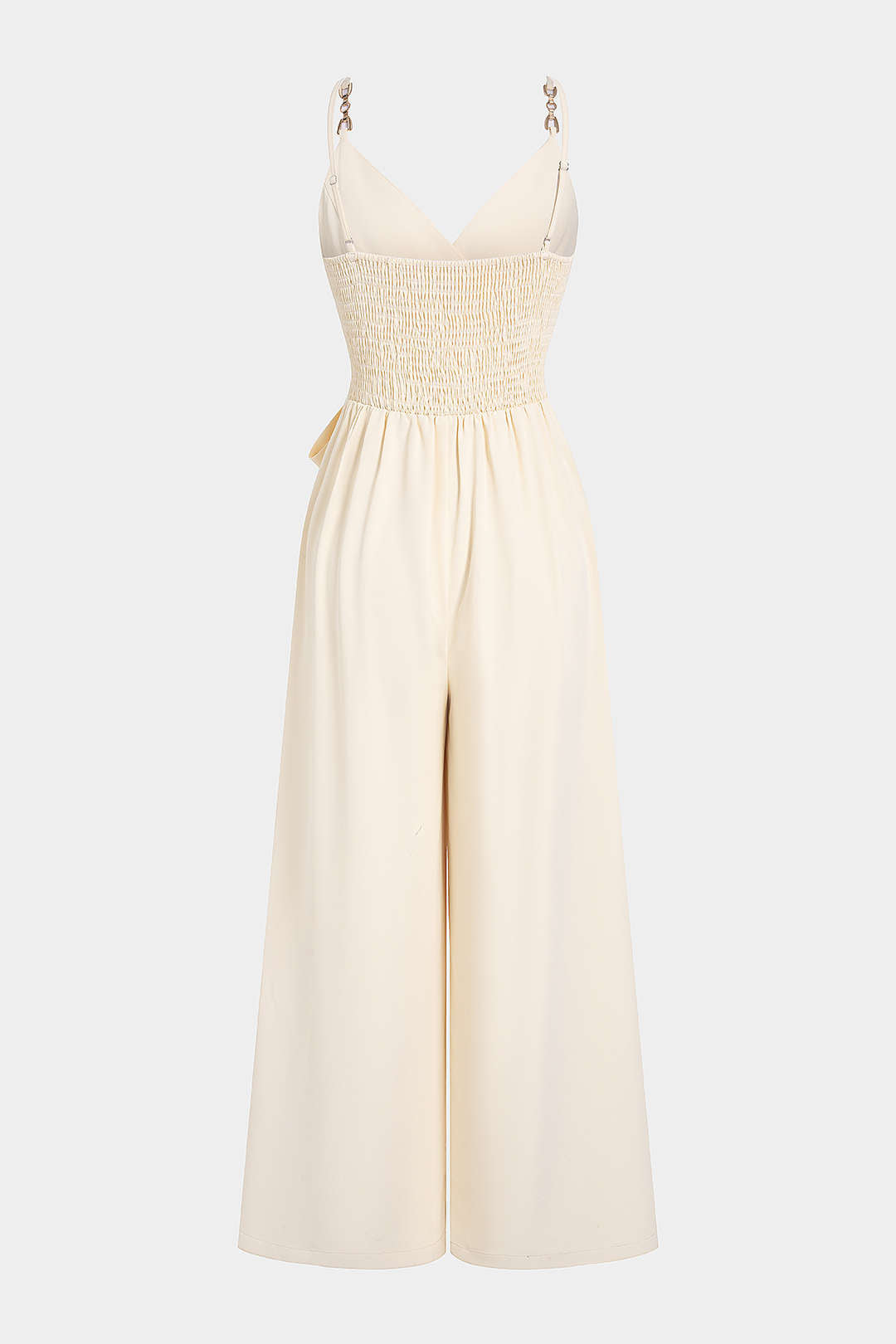 Metallic mouwloze jumpsuit met V-hals en kettingdetail
