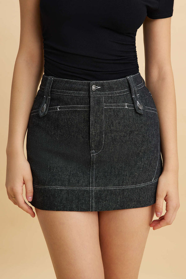 Denim minirok met knoopjes
