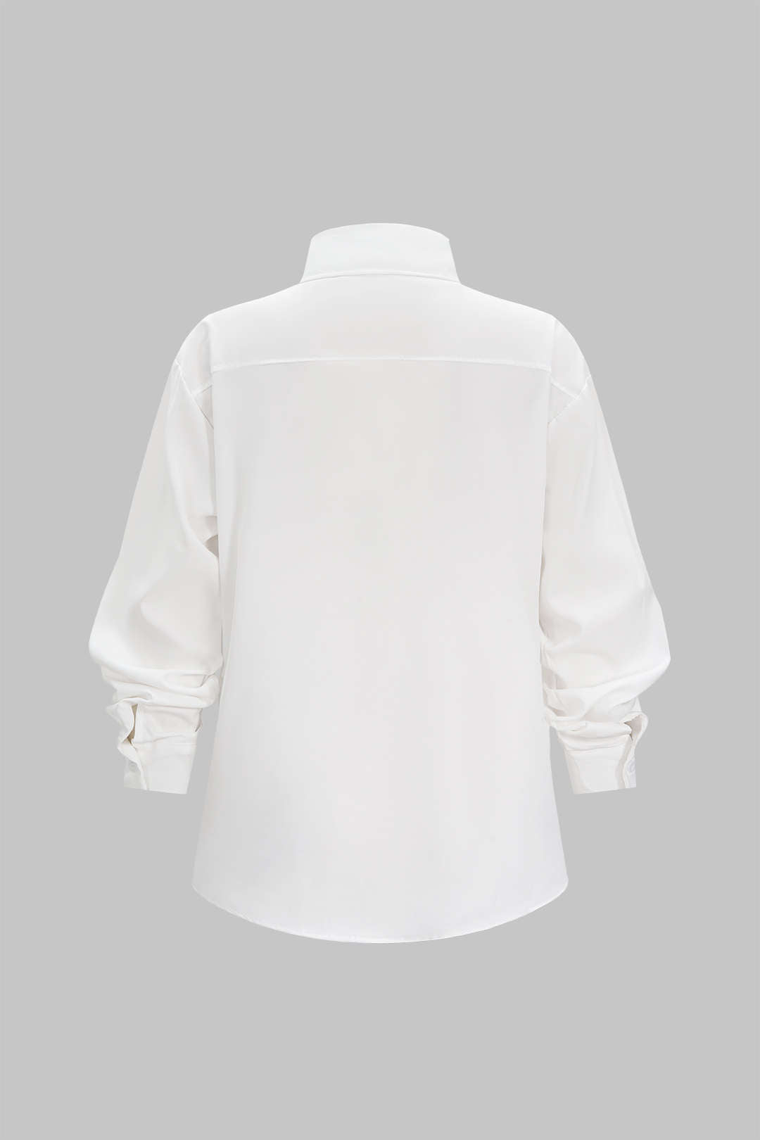 Denim patchwork blouse met rafelrand, zakken en lange mouwen
