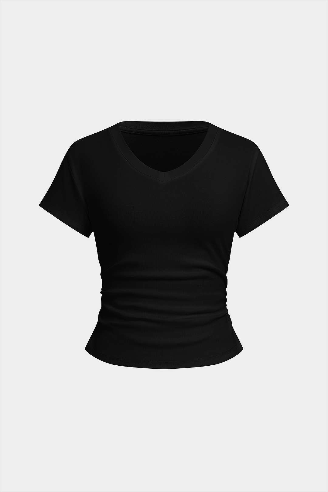 T-shirt met V-hals en korte mouwen