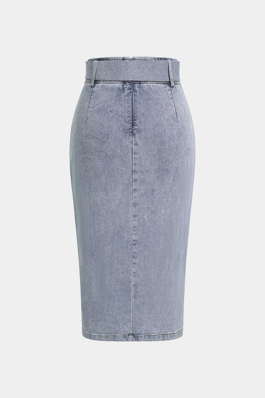Denim rok met riem, knoopjes en hoge taille