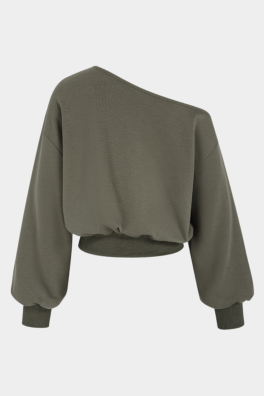 Sweater met één schouder, volants en lange mouwen