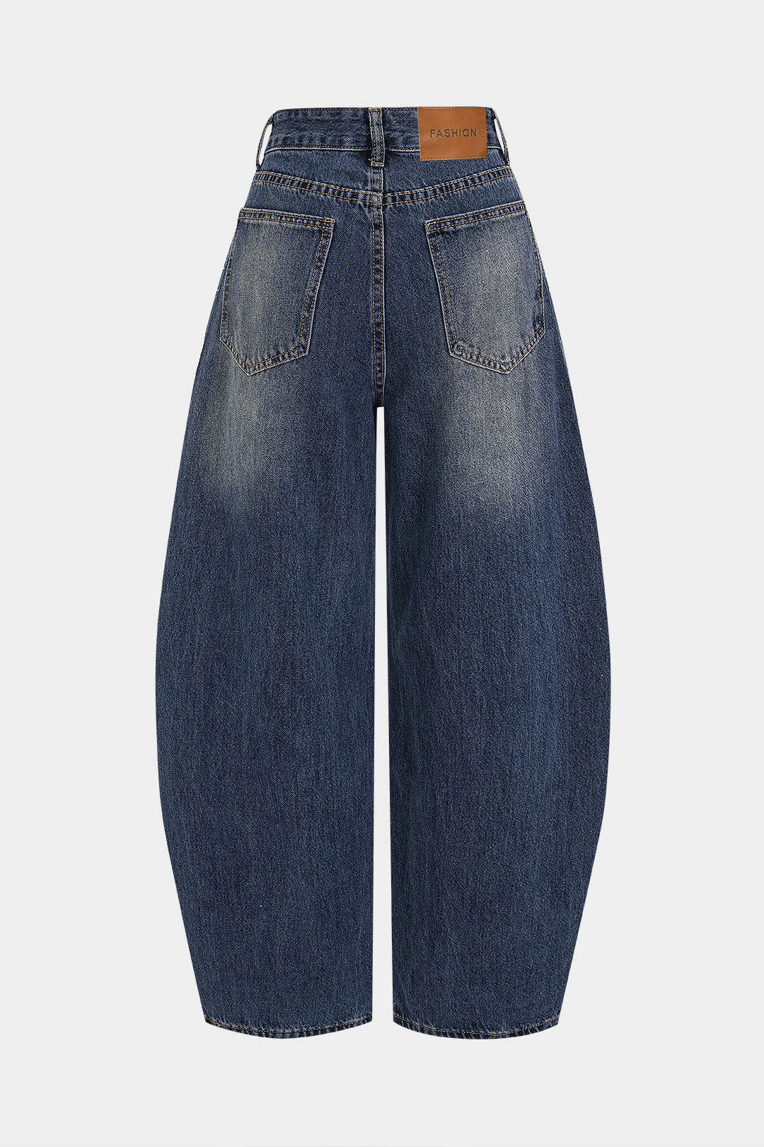Jeans met strass, hoge taille en ballonmodel
