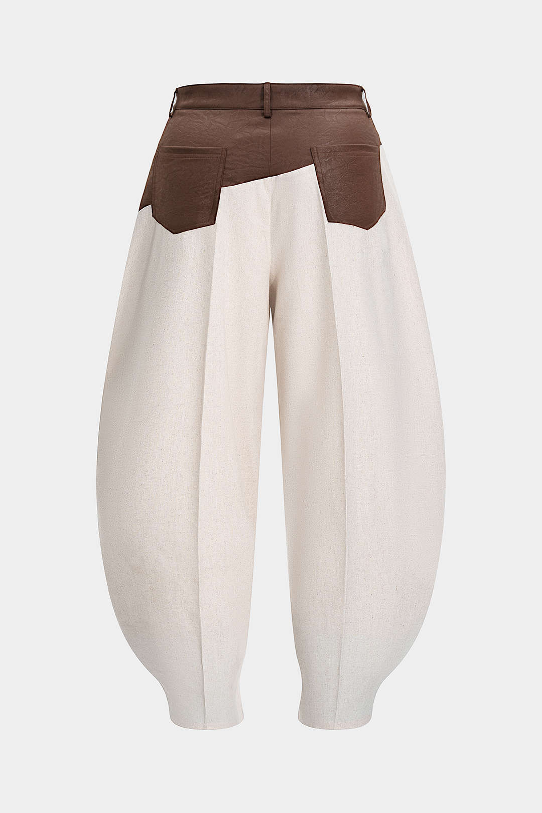 Leren-look linnen pantalon met ruches
