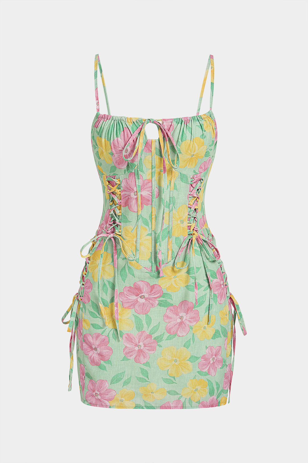 Bloemenprint mouwloze minijurk met rits