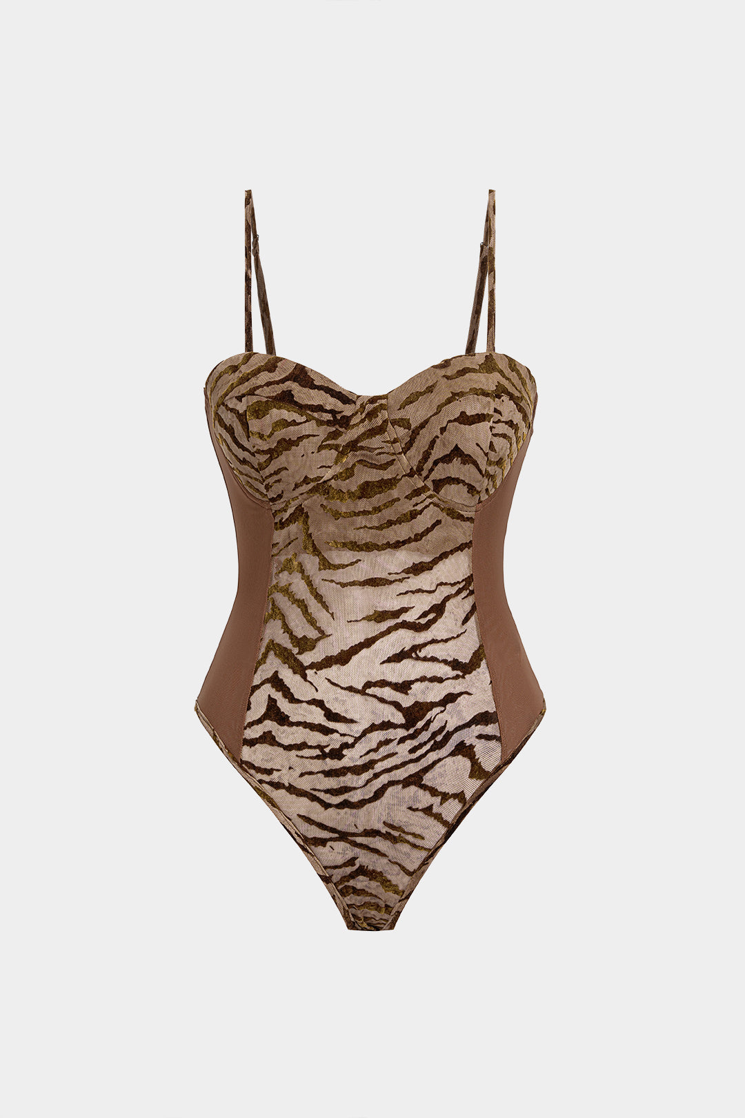 Fluwelen patchwork body met spaghettibandjes
