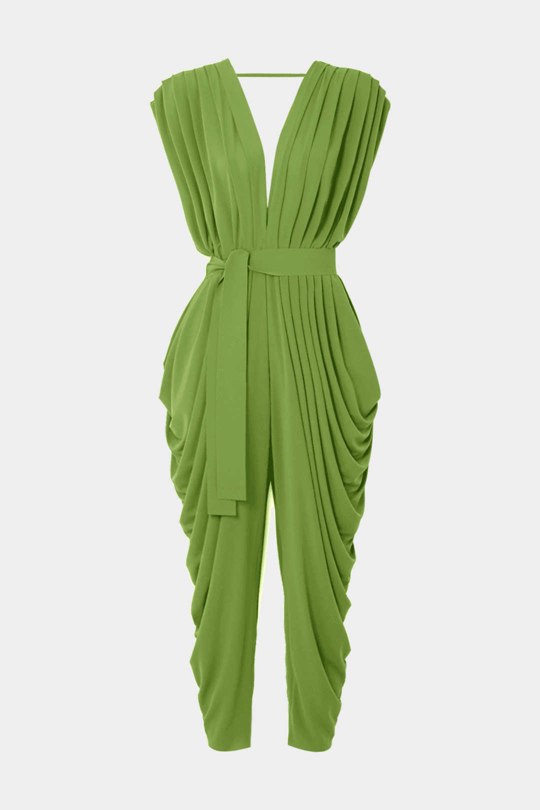 Mouwloze jumpsuit met V-hals, strik en ruches