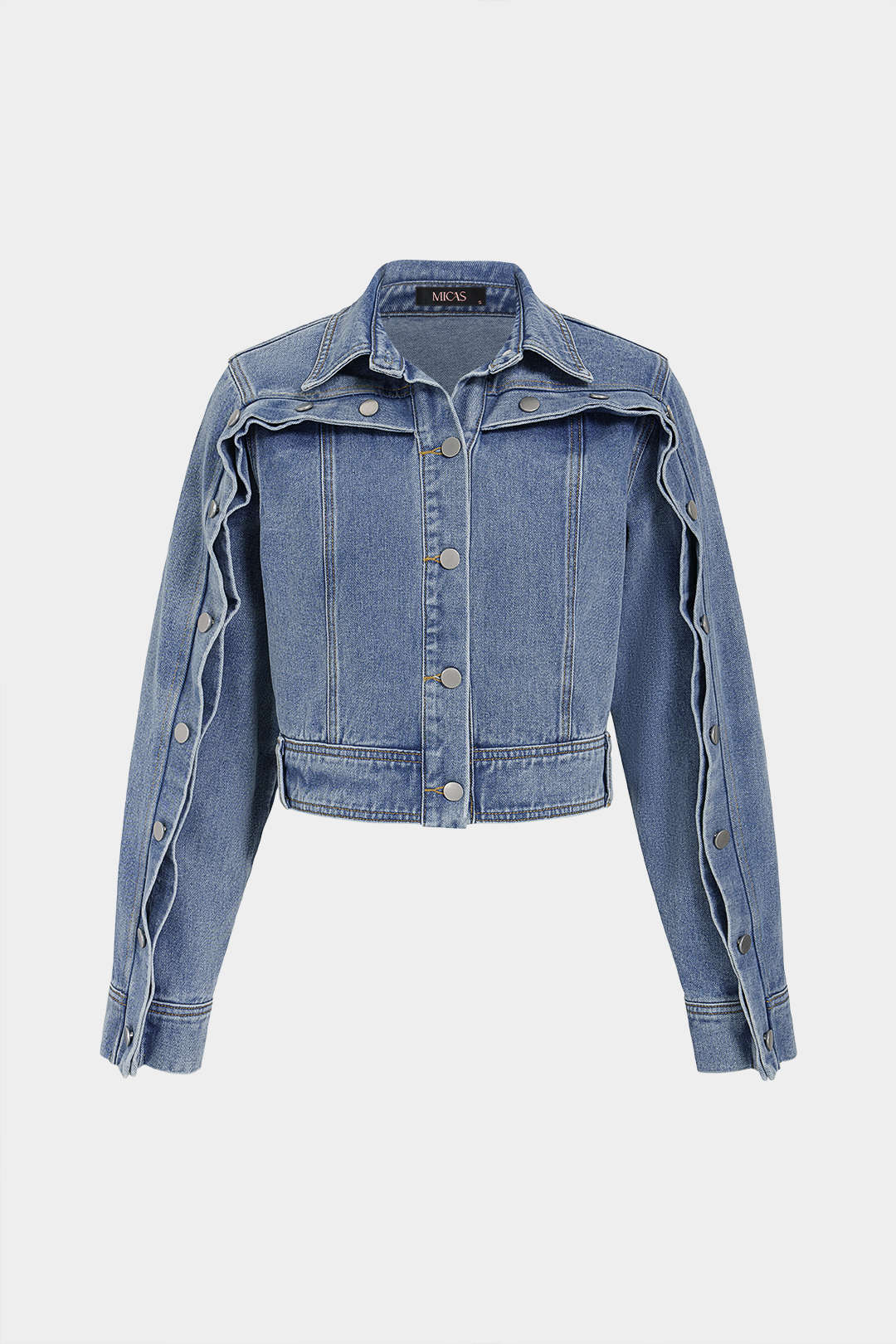 Denim jasje met revers en knoopjes