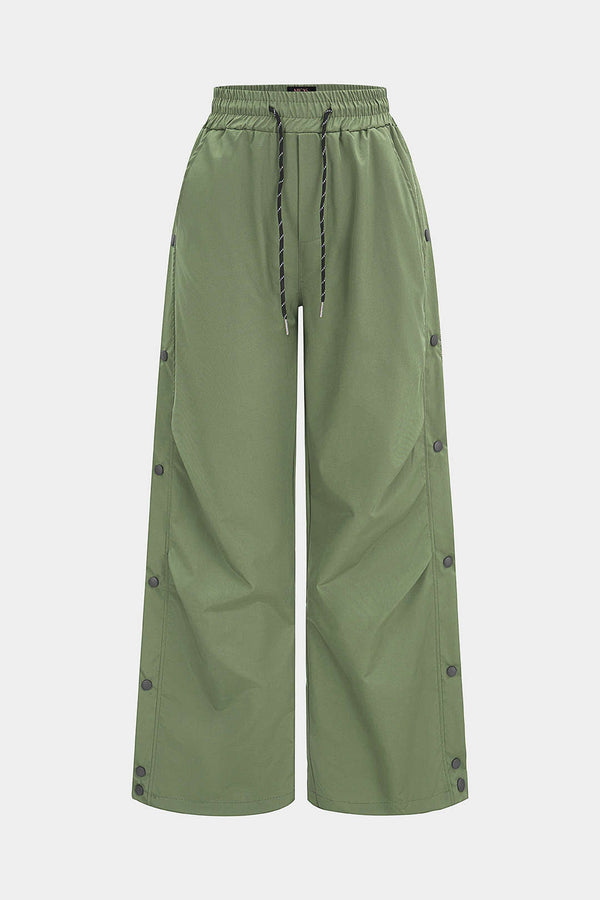 Broek met trekkoord, ruches en knoopjes