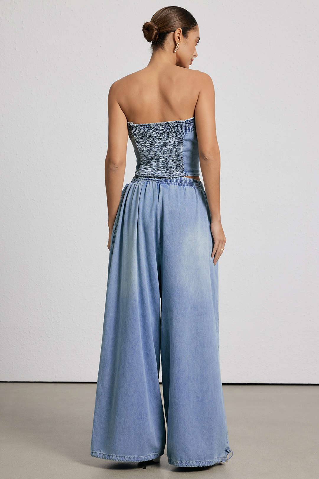 Demi - Denim set met strapless top en jeans