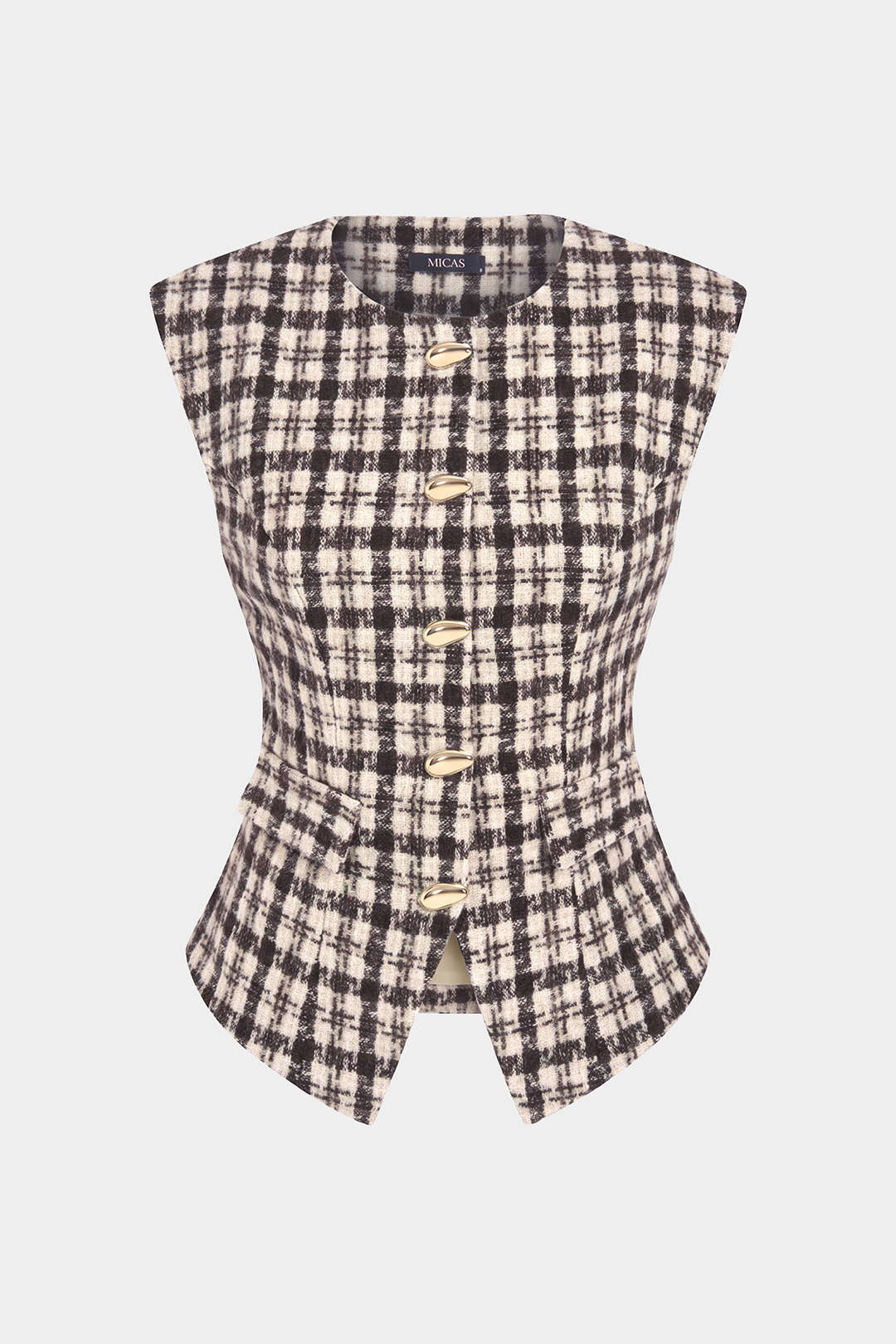 Geruit tweed gilet