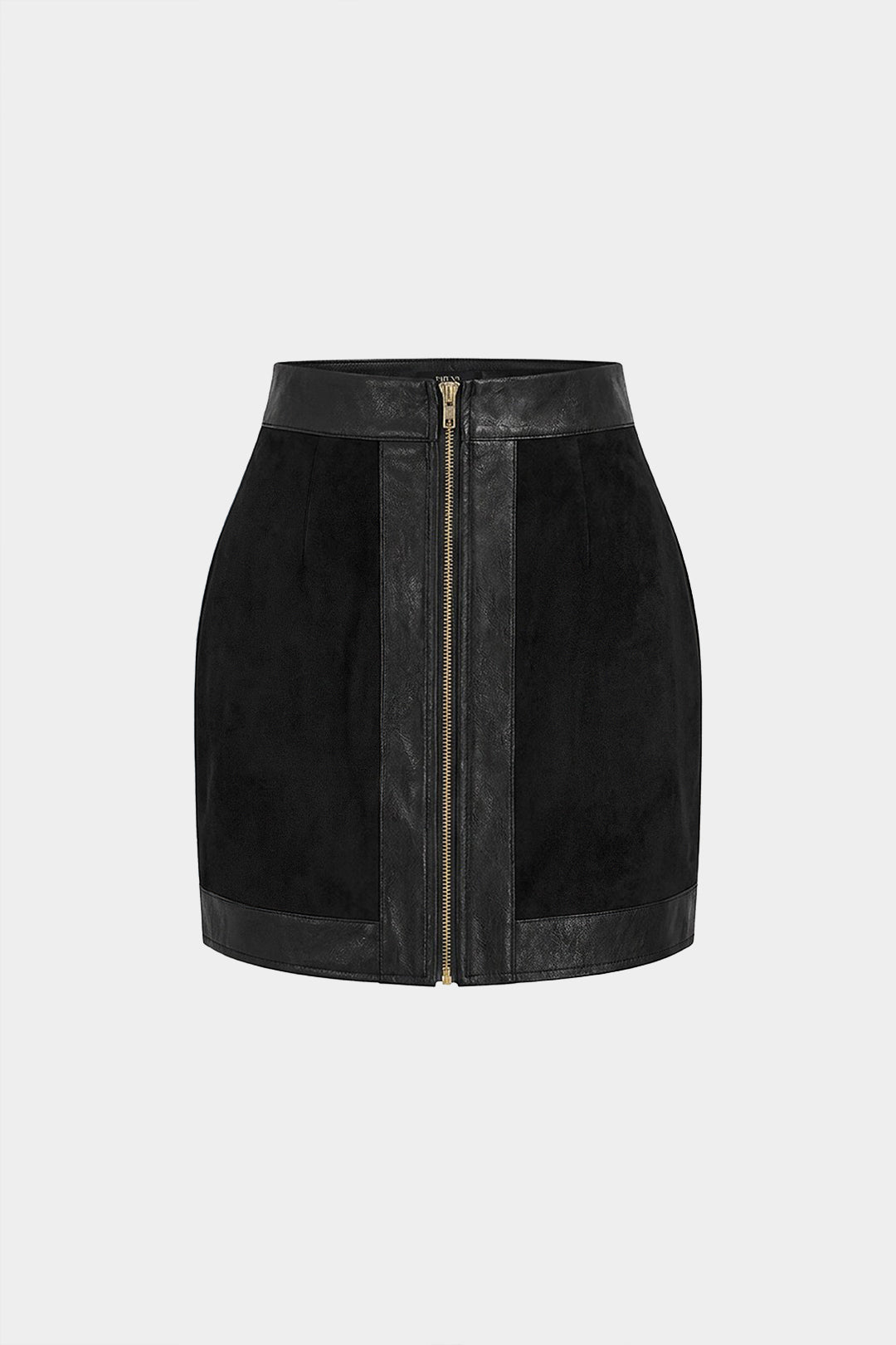 Leren-look patchwork minirok met rits