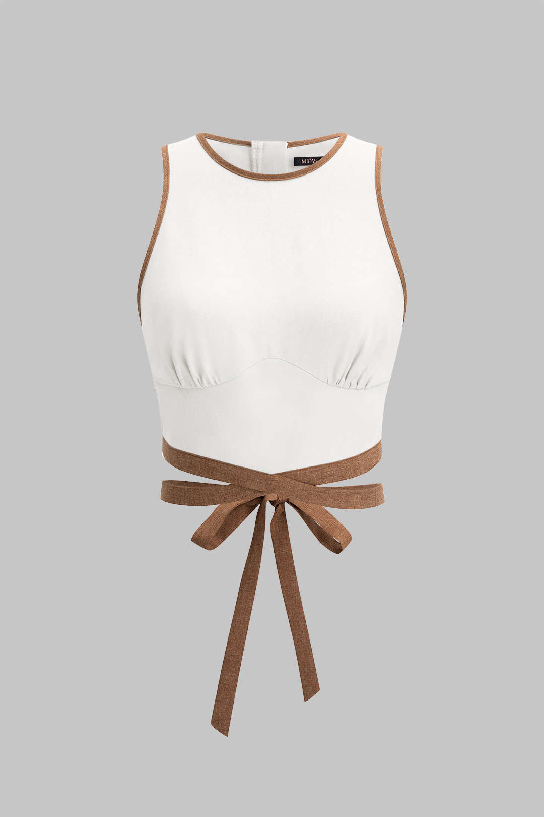 Rosa - Tanktop met ronde hals en strik