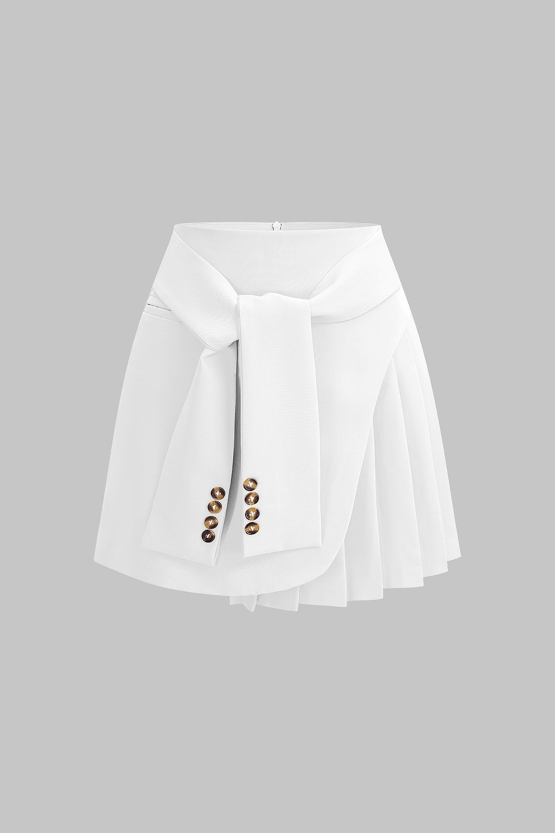 Asymmetrische geplooide rok met strik, hoge taille en A-lijn