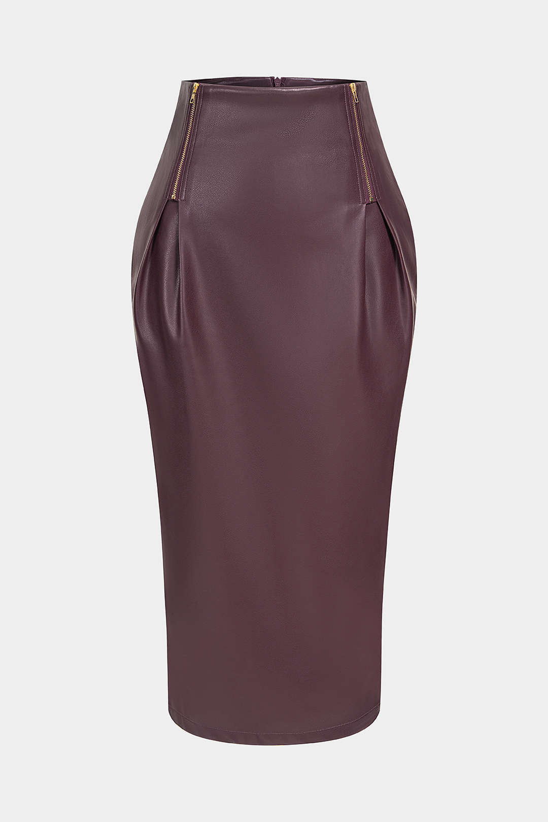 Leren-look rok met rits en hoge taille
