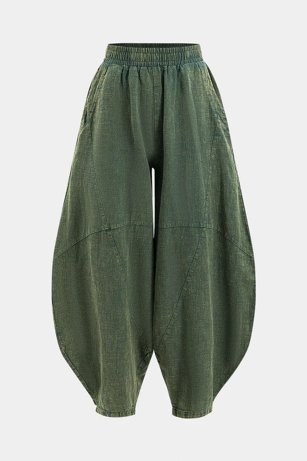 Ruched Pocket Wide Leg Barrel Trousers