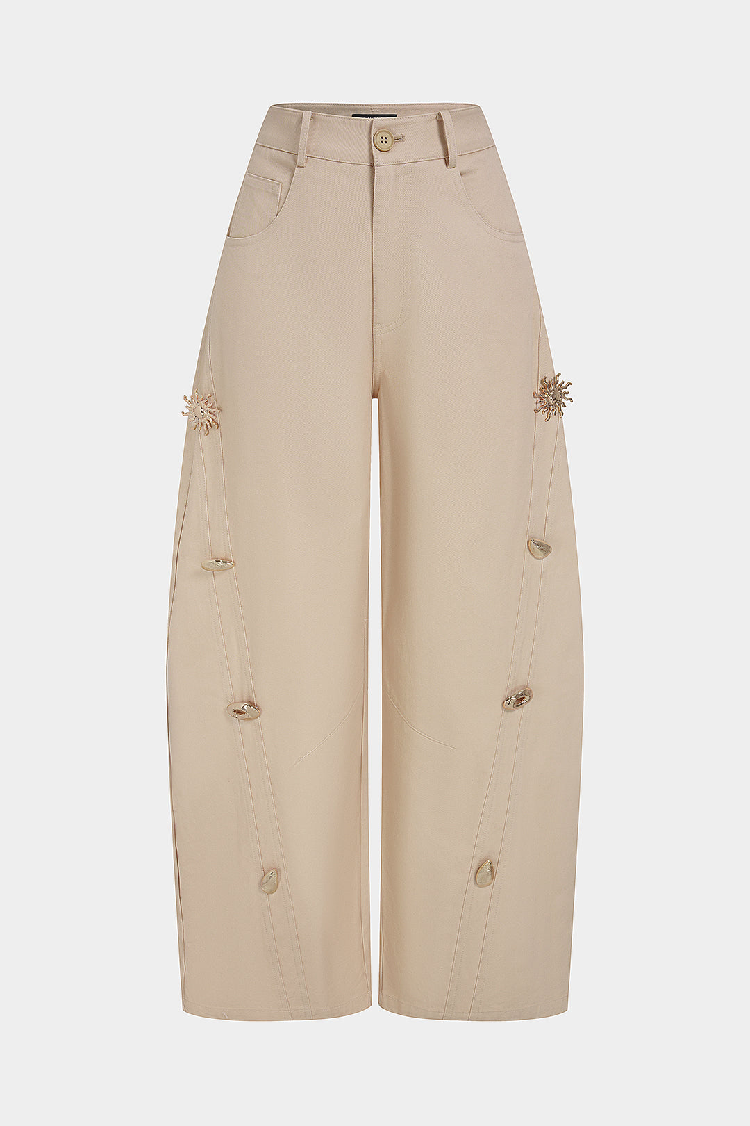 Lou - Metallic broek met knoopjes