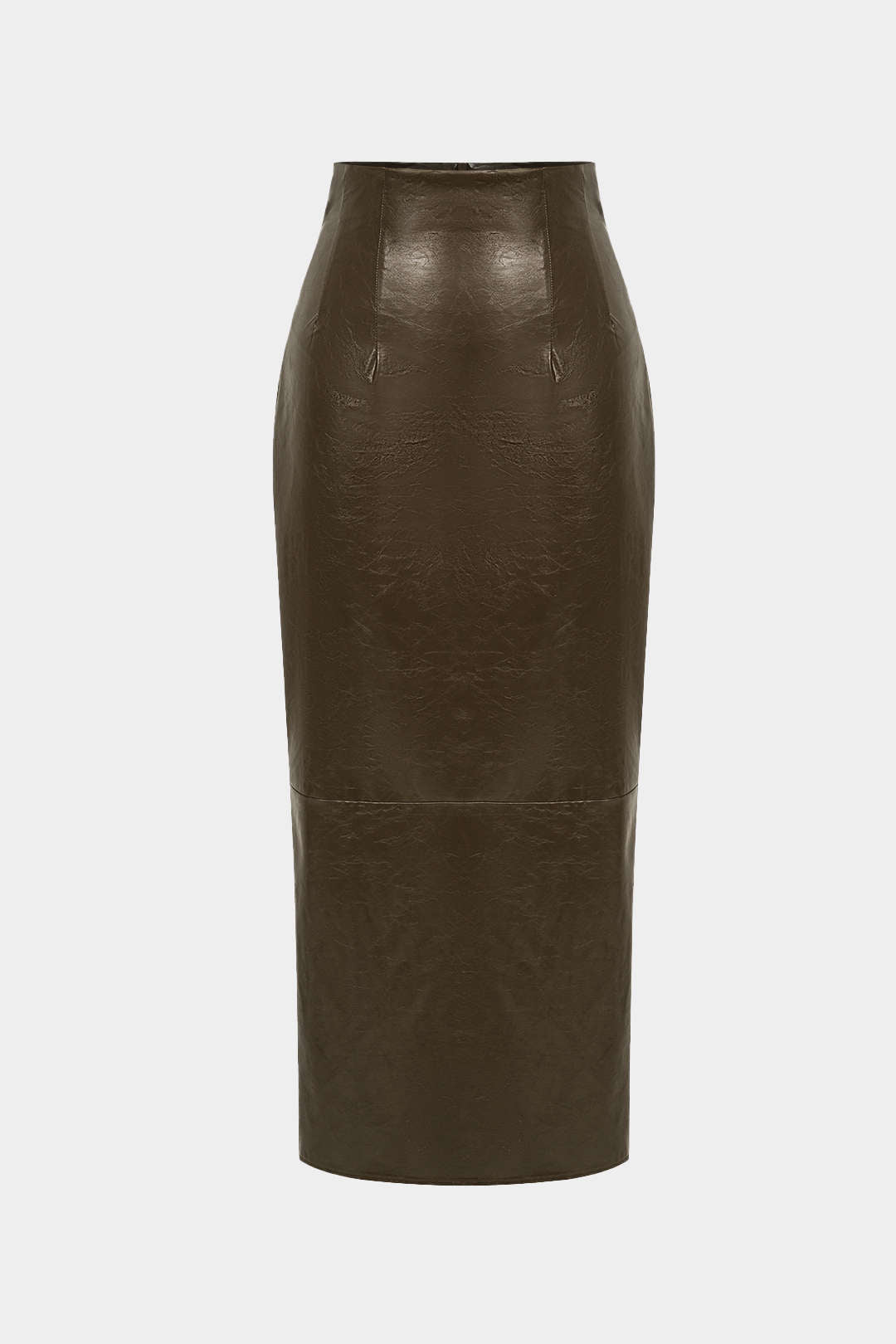 Effen leren-look midirok