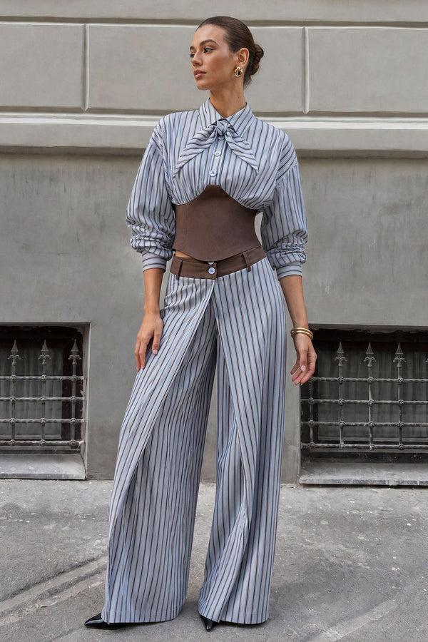 Demi - Gestreepte blouse met strik en lange mouwen