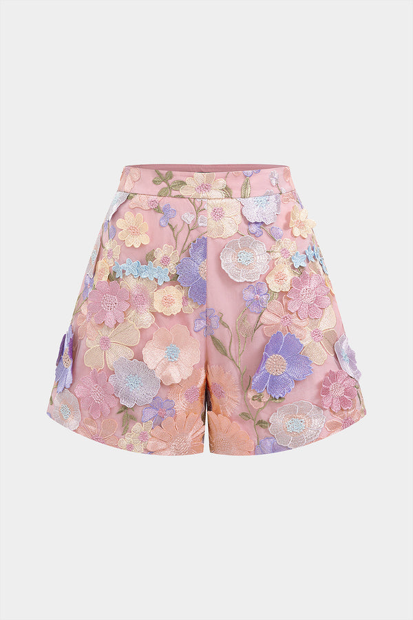 Bloemenprint gestructureerde short