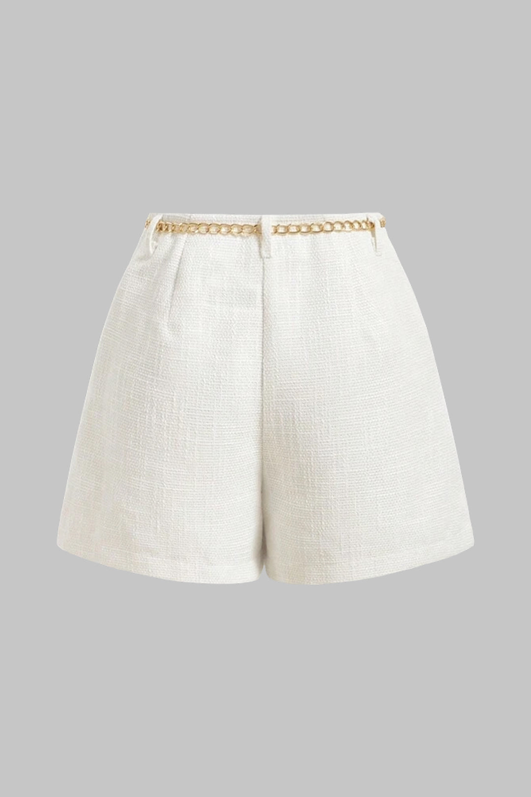 Tweed metallic short met kettingdetail en zakken