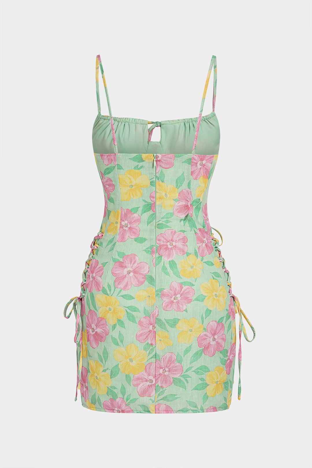 Bloemenprint mouwloze minijurk met rits