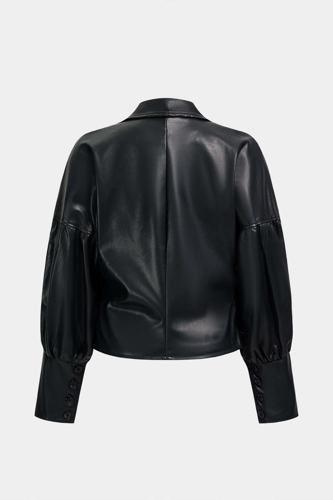 Leren-look jasje met revers en knoopjes