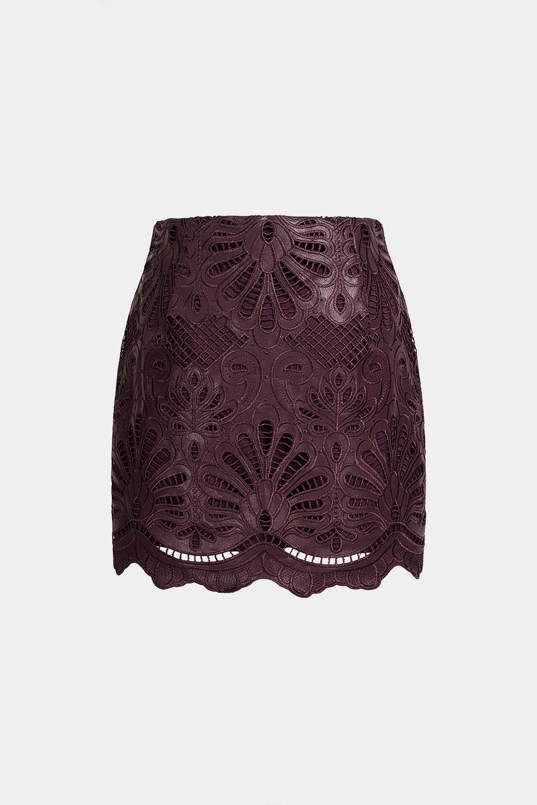 Leren-look minirok met uitsnijding